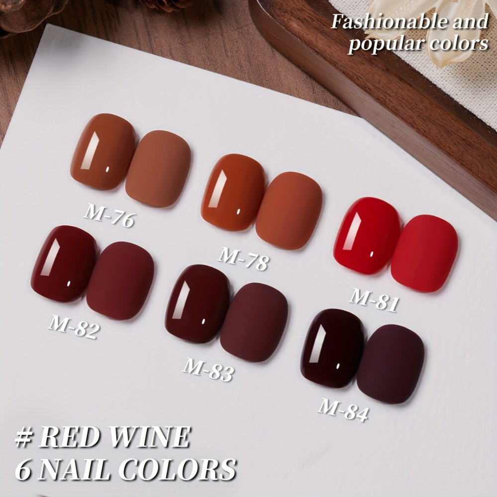 Gel Nail Polish Set with XEIJAYI Label, 6 Nude Pink Jelly Colors in Shades 76, 78 and 81 to 84