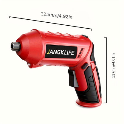 Sixteen-Piece Electric Screwdriver Set, 90-Degree Rotatable Cordless Driver with 1200mAh Rechargeable Battery
