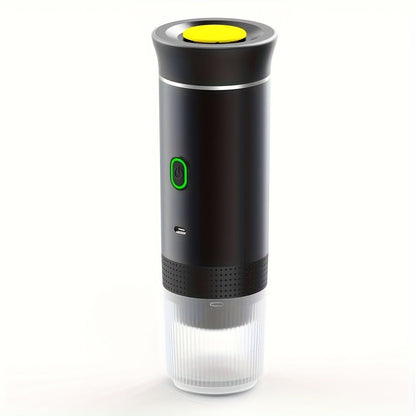 Portable Capsule Coffee Machine USB Rechargeable One-Touch Brewing Compact Automatic Espresso Maker for Travel Office Dorm Room Under 1L Stylish Transparent Design for Coffee Lovers Black White