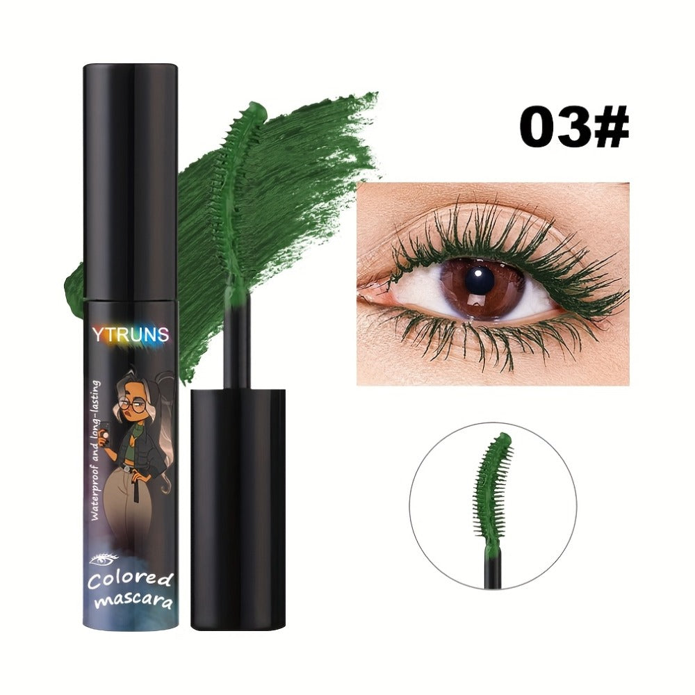 YTRUNS Colored Mascara in Six Shades from White and Brown to Black, Green, Blue or Purple with Curved Wands