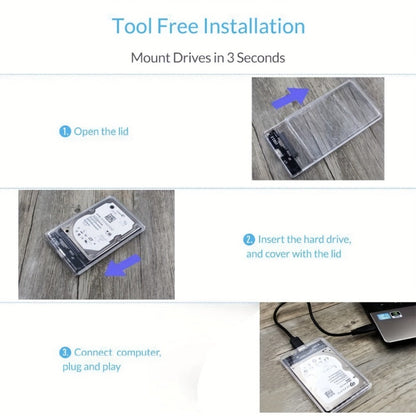 2.5 Inch External Hard Drive Enclosure USB 2.0 to SATA III Converter - Supports Up to 6TB HDD SSD, UASP High-Speed Transfer, Tool-Free Installation, ABS, Compatible with 7mm & 9.5mm Drives (Drive Not Included)