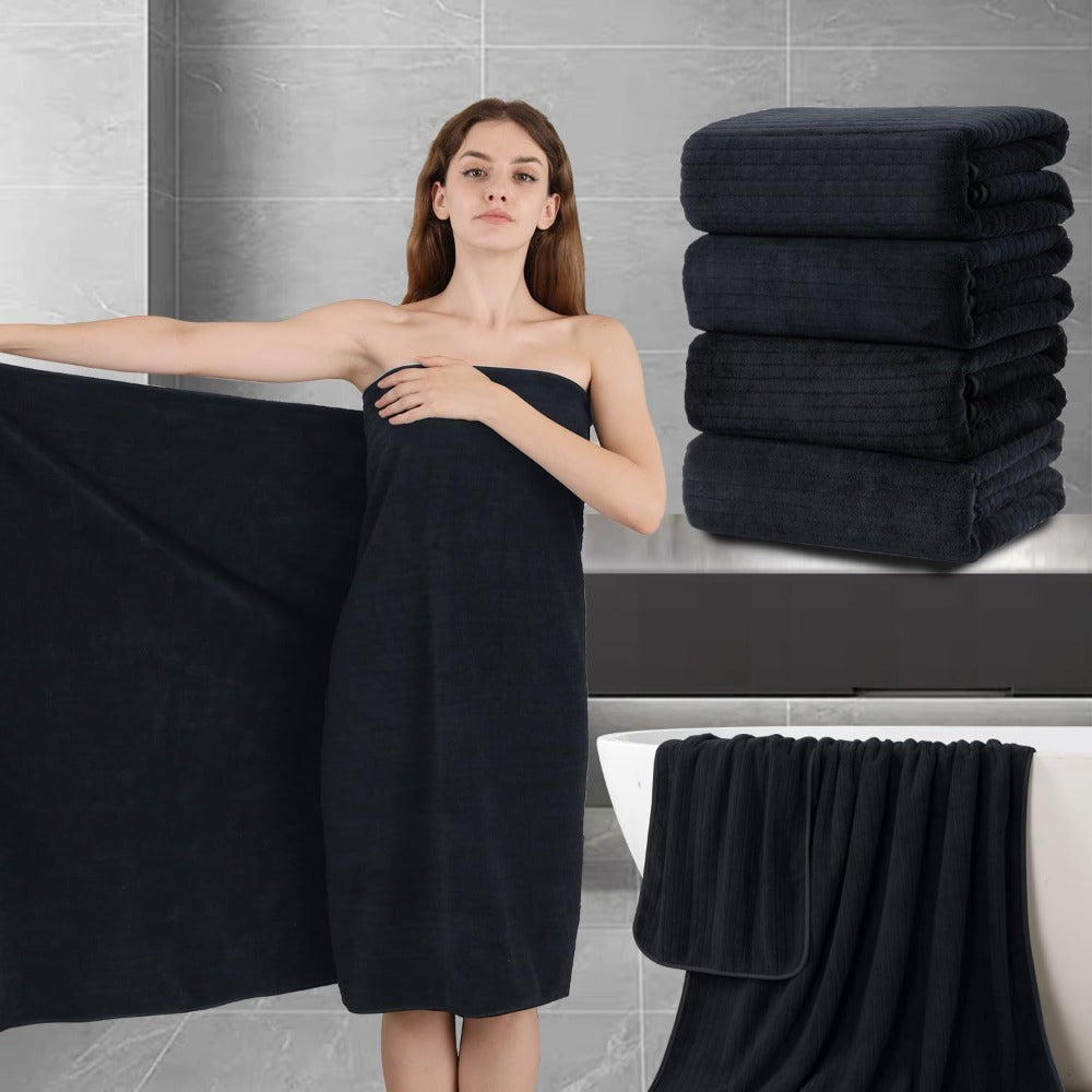 Bath Towels Set 4-Pack Oversized 35 x 70 Inch Microfiber Sheets in Five Color Options for Home and Guest Use
