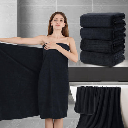 Bath Towels Set 4-Pack Oversized 35 x 70 Inch Microfiber Sheets in Five Color Options for Home and Guest Use