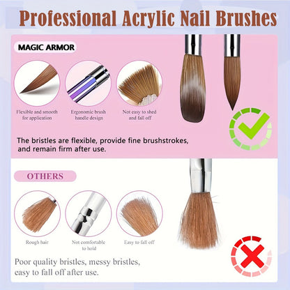 Four-Piece Acrylic Nail Art Brush Set with Gradient Handles and Sizes 10, 12, 14 and 16 for Detail Work