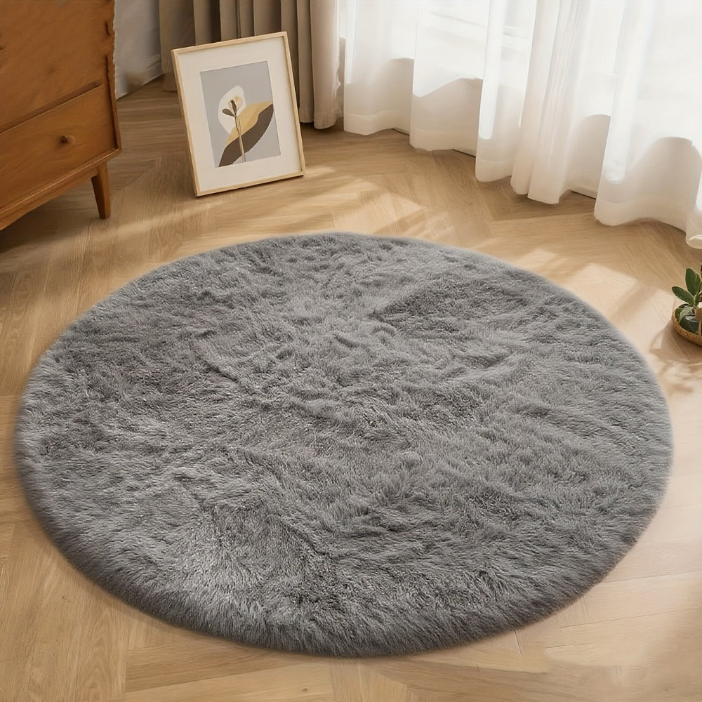Round Shaggy Area Rug in Seven Solid or Tie-Dye Colors with 4 x 4-Foot to 8 x 8-Foot Sizes