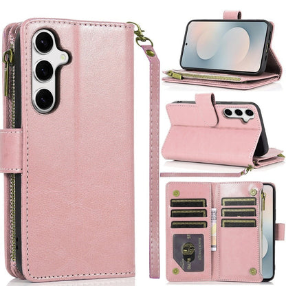 Phone Case Faux Leather Folio Wallet with Card Slots, ID Window and Zipper Pocket for Samsung Galaxy S25 FE