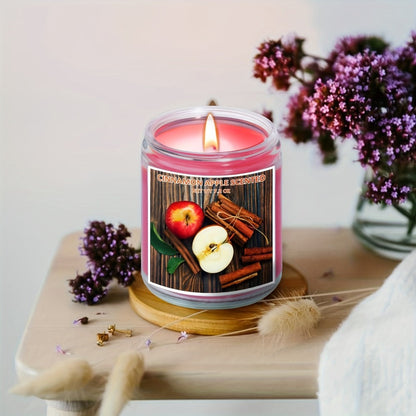 7.2oz Lidded Autumn Jar Candle with Single Wick, Label Artwork and Pumpkin or Apple Cinnamon Style