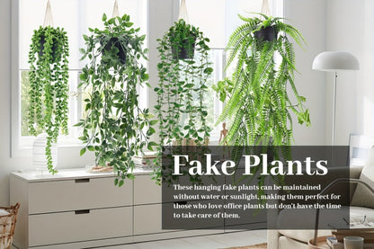 Hanging Artificial Greenery Vines, Four-Piece Mixed Pack with Boston Fern, Eucalyptus and Trailing Styles