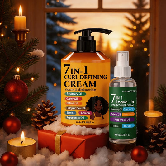 Rosemary Hair Growth Styling Cream & Leave-In Conditioner Spray Set 2pcs - 7-in-1 Formula with Castor, Batana & Pumpkin Seed Oil, Biotin & Keratin for All Hair Types | 9.47oz + 3.38oz