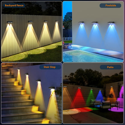 Solar Garden Light Fence Wall Fixtures with 9 Modes, Dusk Sensor and 4 or 8-Pack Options for Outdoor Garden Decor
