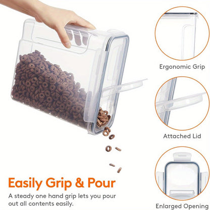 Clear Food Storage Jars with Lids 8 Piece Set - Airtight Moisture Proof Sealed Containers for Cereal Rice Salt Pepper Tea Nuts and Coffee Beans, BPA-Free Plastic Kitchen Pantry Canisters, Available in 84.54oz or 1.06 Gallon, 4 Jars and 4 Lids
