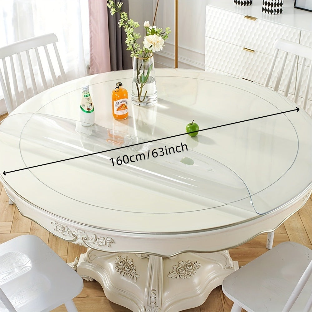 Clear Round PVC Table Cover Protector in 24- to 63-Inch Diameter Options with 1.5 mm Thickness