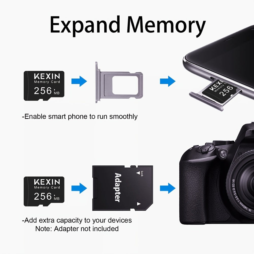 KEXIN MicroSD Memory Card 5-Pack in 128MB, 256MB or 512MB Capacity Options with One Full-Size SD Adapter