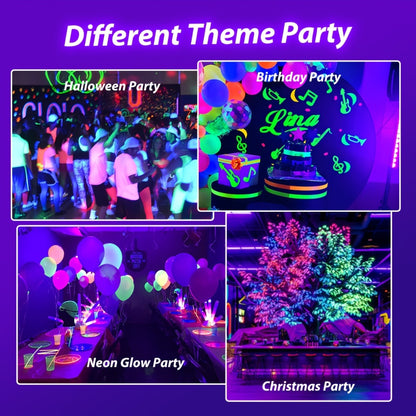 UV Black Light Bars & Strips 8-Piece Set – 385-400nm USB Powered 5V LED Blacklight for Glow Party, Halloween, Neon Party, Body Paint & Fluorescent Art (4x32cm + 4x250cm)