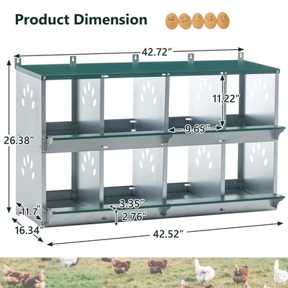 Metal Chicken Nesting Box Galvanized Steel 3-10 Compartment Roll-Away