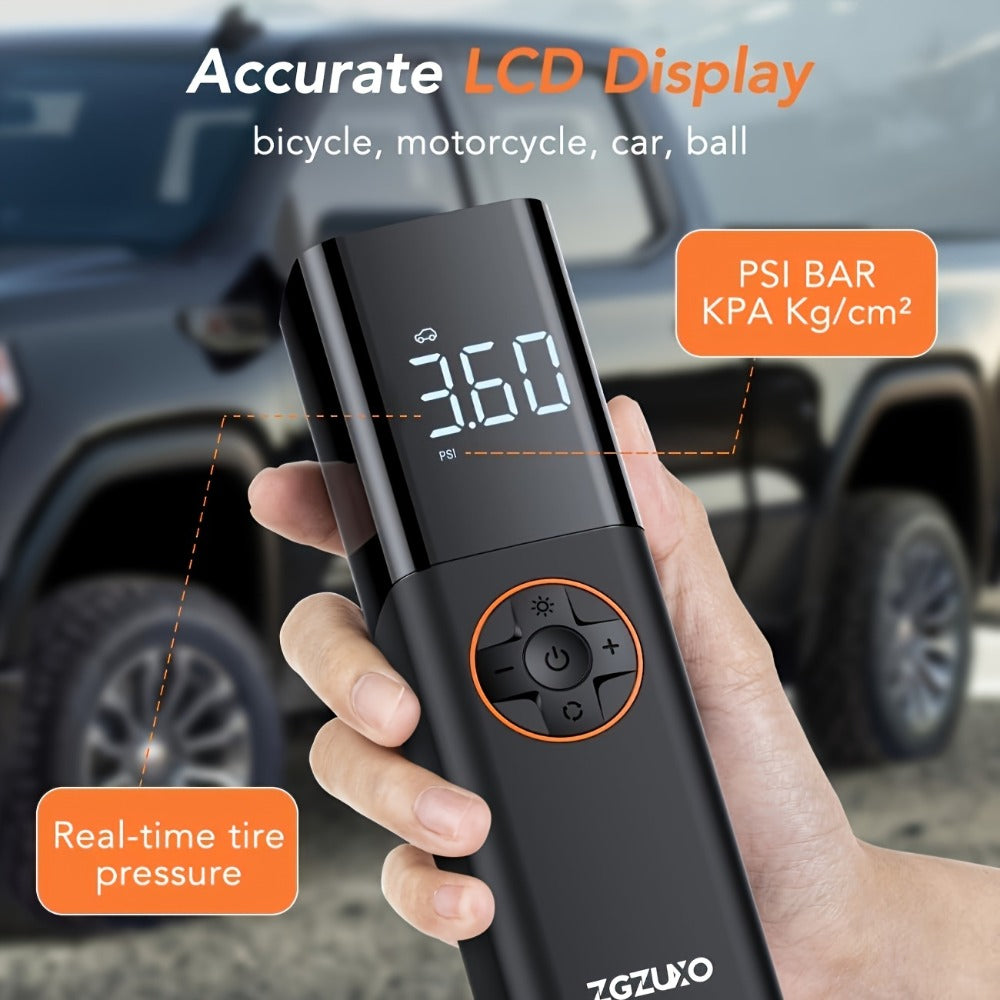 Tire Inflator Air Compressor 150PSI 12V DC Corded with LCD Display, Auto Shut-Off, 4 Preset Modes, LED Light, 9.8ft Power Cord for Car Motorcycle Bicycle Tires Sports Balls Roadside Emergency