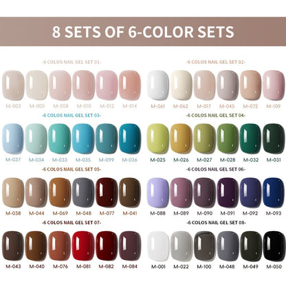 Gel Nail Polish Set with IRISGOBLADI Label, 6 Solid Colors per Set and 8 Retained Palettes