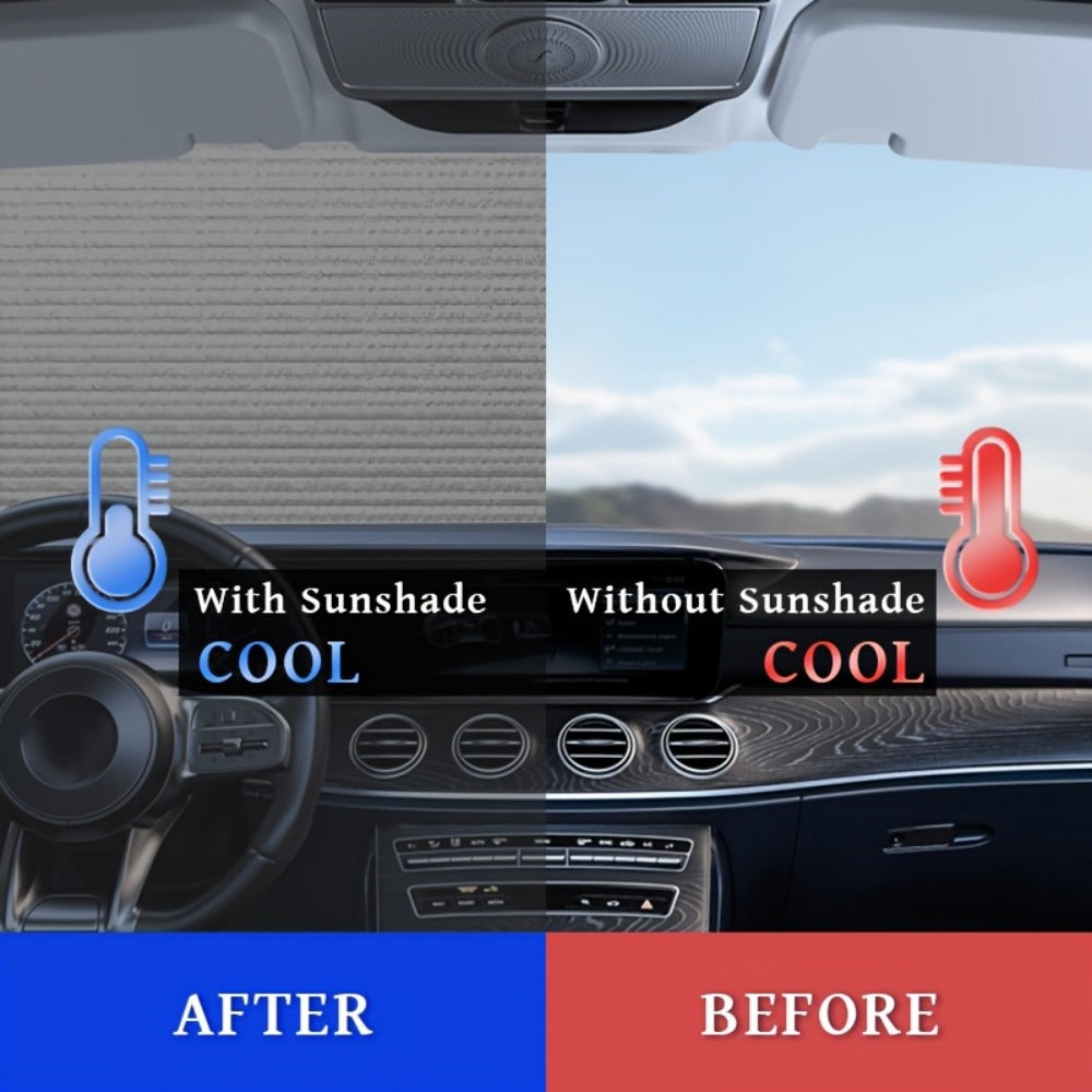 Car Windshield Sunshade Skull Pattern UV Blocking – Front Window Sun Shade with 4 Suction Cups Universal Fit Keeps Car Cool Skeleton Design