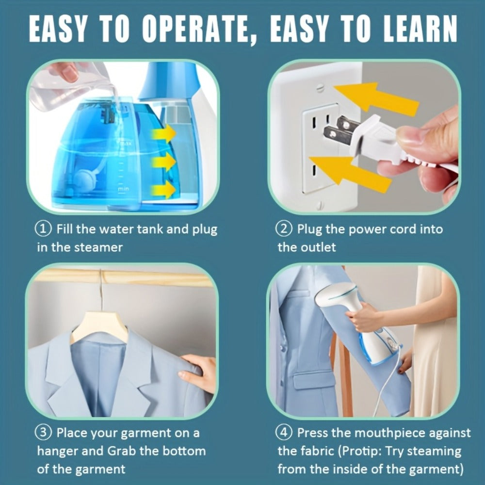 1500W Handheld Garment Steamer with 280ml Tank, 30-Second Heat-Up and One- or Three-Accessory Bundles