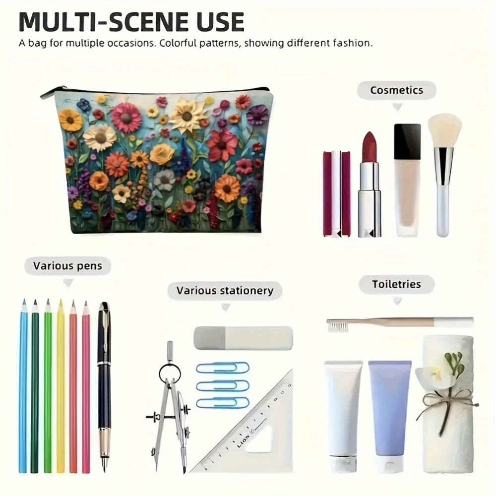 Makeup Bag – Daisy Floral Makeup Bag 4-Pack Set Foldable Zipper Travel Cosmetic Pouch Durable Toiletry Organizer Gift for Women Girls…