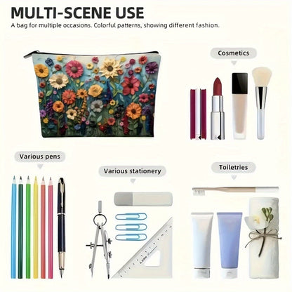 Makeup Bag – Daisy Floral Makeup Bag 4-Pack Set Foldable Zipper Travel Cosmetic Pouch Durable Toiletry Organizer Gift for Women Girls…