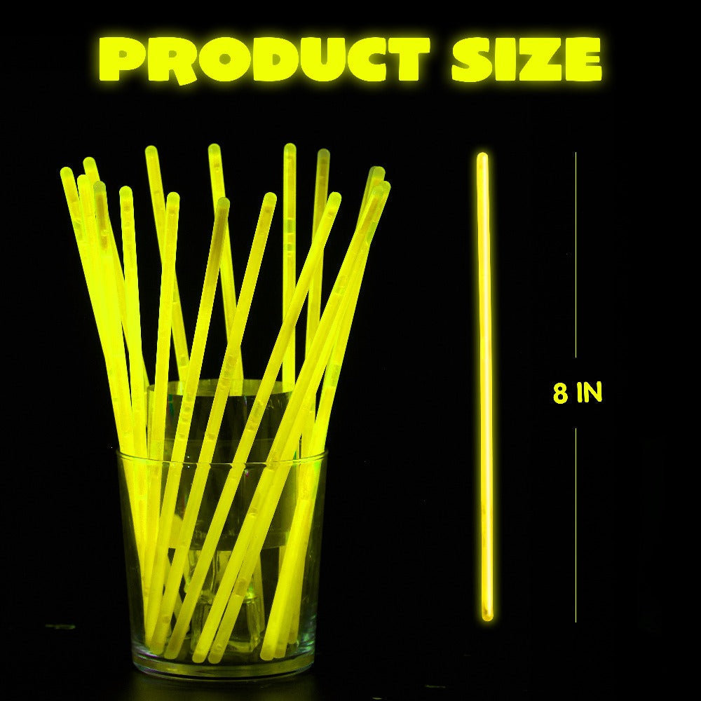 144-Piece 8-Inch Glow Stick Party Pack in Seven Pictured Colors with Bracelet and Necklace Connectors