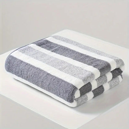 Bath Towels Set 1 or 4 Pack 346GSM Polyester Striped Towels 70 x 140cm in Four Colors for Home and Guest Use
