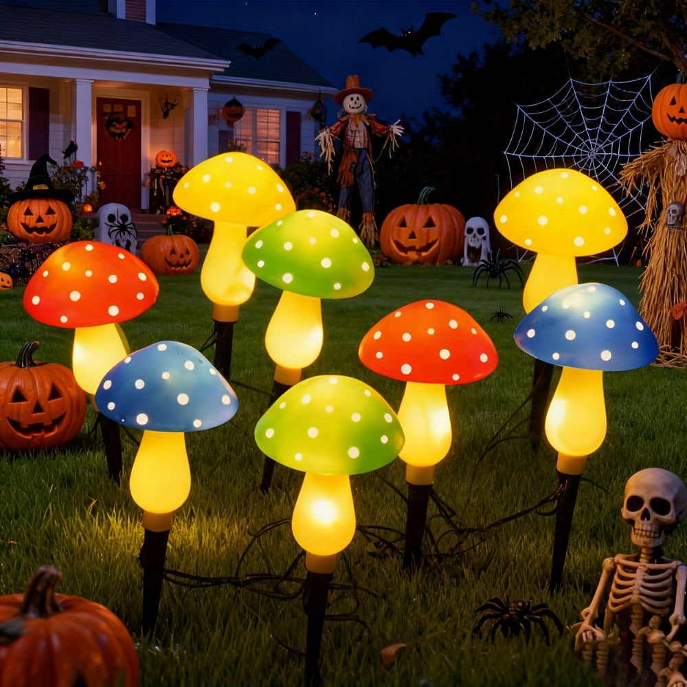 Solar Mushroom Lights Outdoor 8 Pack – 8 Lighting Modes, Color Changing Garden Stake Lights for Yard, Pathway, Halloween & Holiday Decor – Solar Powered Waterproof Mushroom Garden Lights