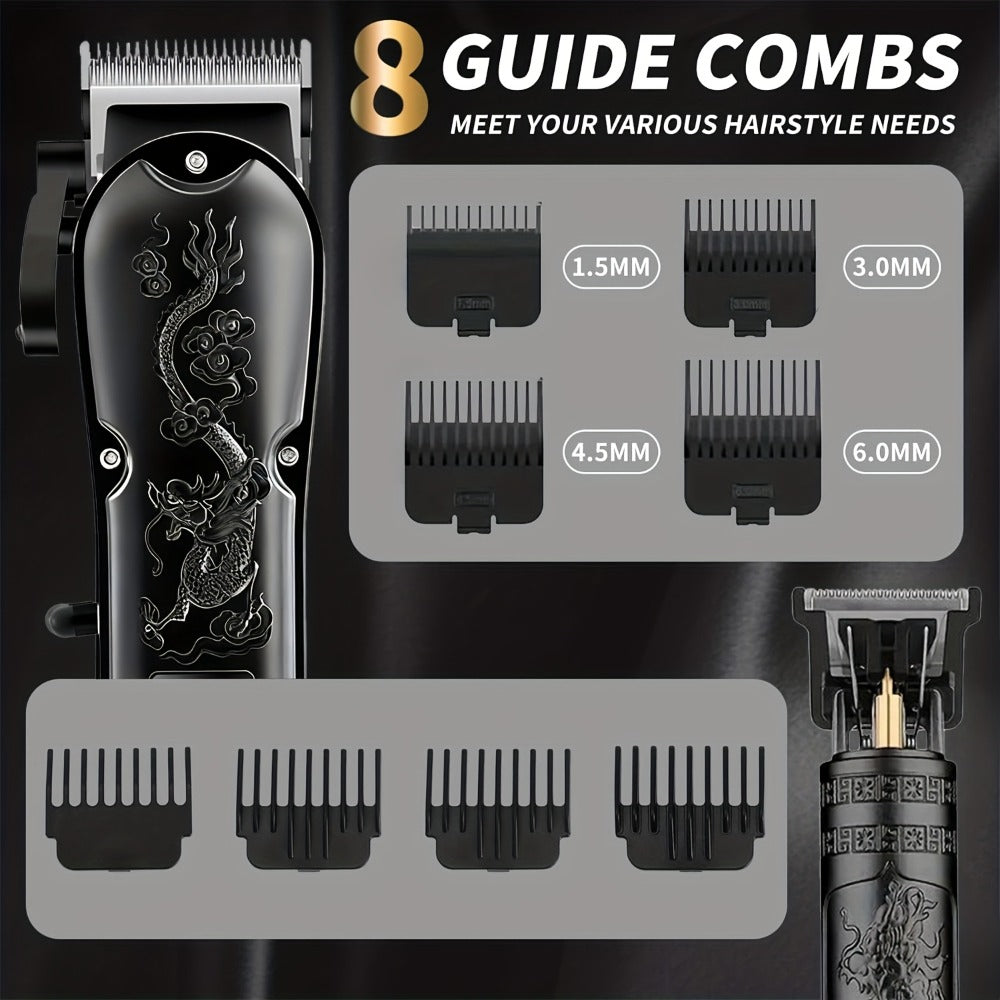 Black Hair Clipper Set with Full-Size Clipper, T-Blade Trimmer, Detail Tool and Foil Shaver, MC401 or MC201
