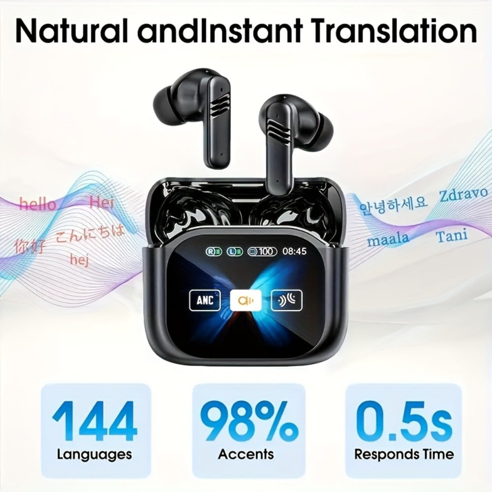 144-Language-Labeled Translation Earbuds with Wireless 5.4 Marking, Touch-Display Case and Two Colors