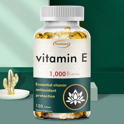 Vitamin E 1000IU Softgels 120 Count High Potency Antioxidant Supplement for Hair, Skin, Nails & Eye Health – Gluten-Free Immune Support 120-Day Supply for Women & Men