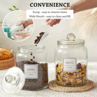 Half Gallon Glass Jars with Lids Airtight Set of 4 | Large Clear Storage Containers for Pantry, Kitchen & Laundry Room – Wide Mouth Food Organization Jars with Bamboo Lid Option
