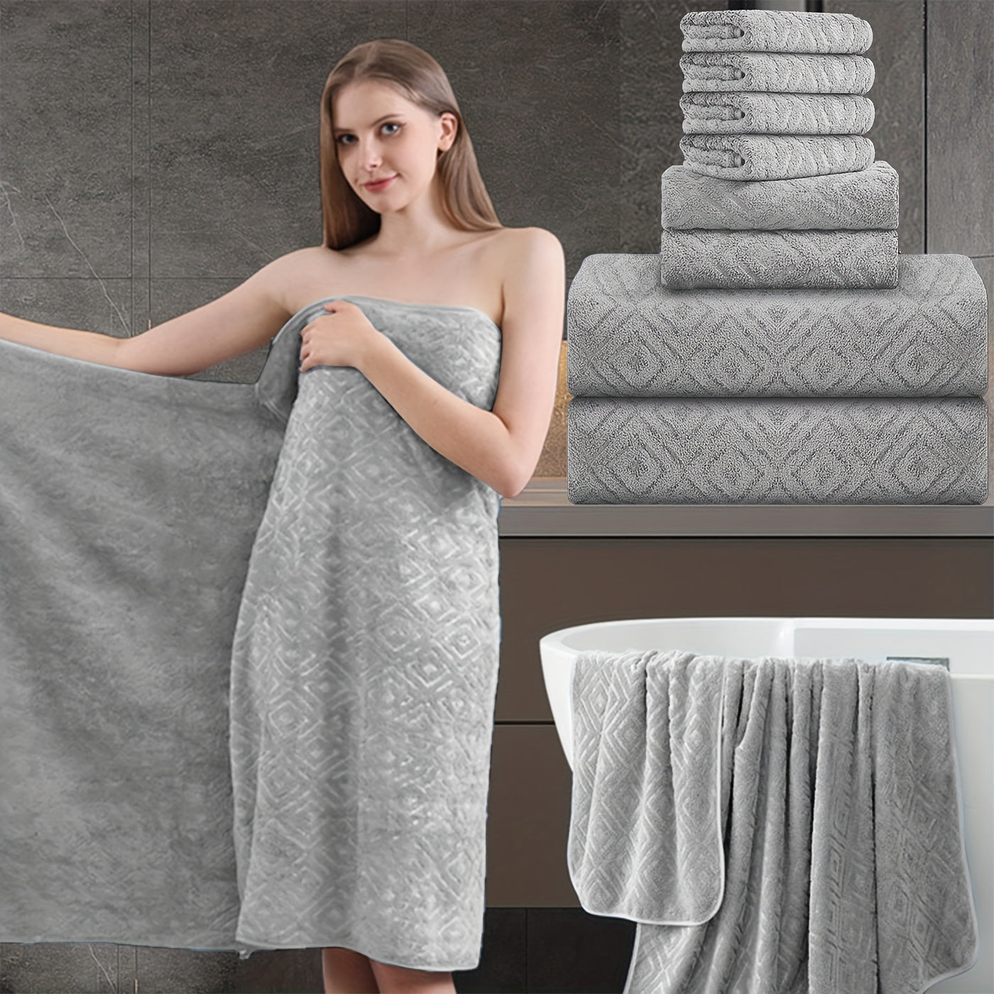 700GSM Bath Towel Set 8 Piece Extra Large Ultra Soft Thick - Highly Absorbent Quick Dry | 2 Oversized Bath Towels 2 Hand Towels 4 Washcloths | 16 Colors | Bathroom Hotel Gym Spa Adult Gift Set