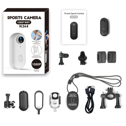Mini Action Camera Thumb Size Wide Angle Lens 800mAh Battery with Memory Card Wearable Pocket Camera for Sports FPV Pet Monitoring Video Recording Portable Ultra-Clear