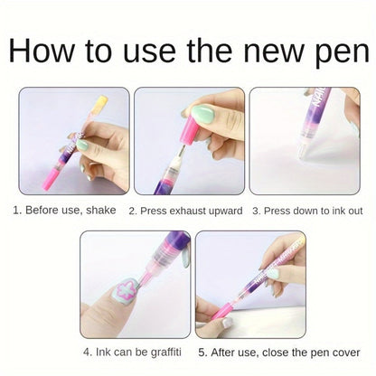 Acrylic Nail Art Pen Set 12 Colors 3D Doodle & Dot Stitching Pens, Quick Drying Precision Fine Tip for