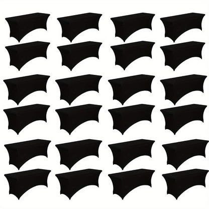 6 Foot Stretch Tablecloth 6/12/24 Pack - Rectangular Spandex Table Cover for Weddings, Trade Shows & Events