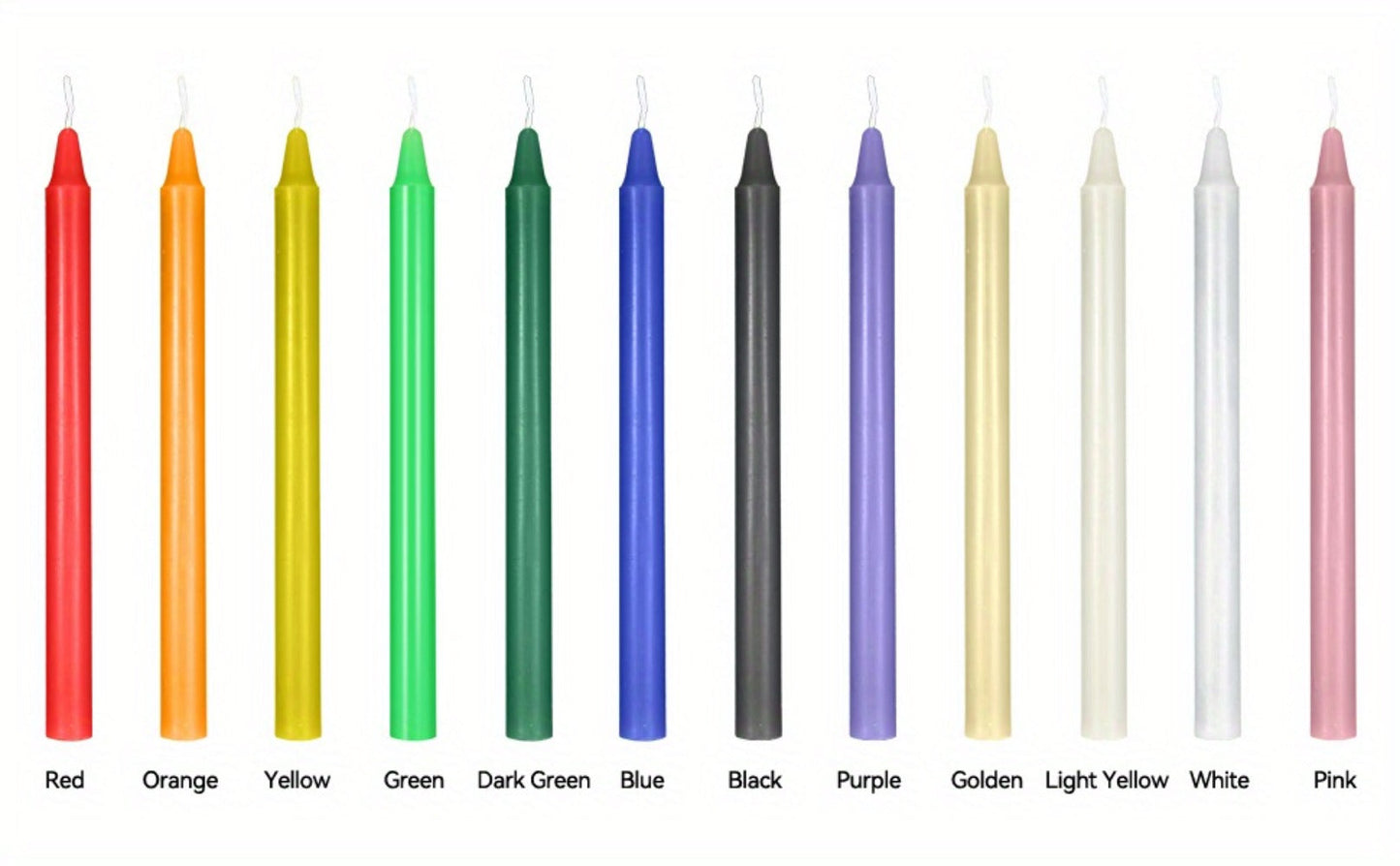 Unscented Chime Candle Set with 6.3-Inch Slim Paraffin Tapers in Assorted Colors and 24- or 48-Piece Packs