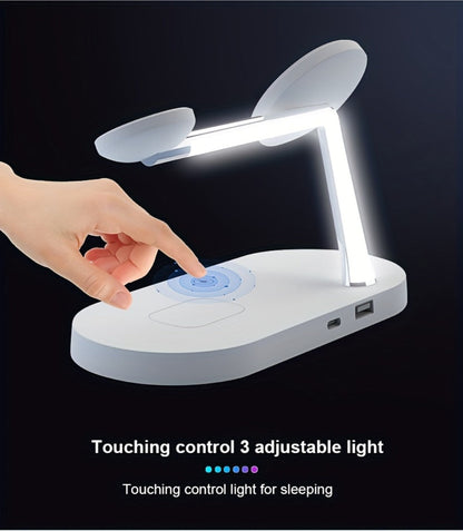 Wireless Charging Station, 3-in-1 Magnetic Stand with QC3.0 Adapter, Clock Display and White or Black Options