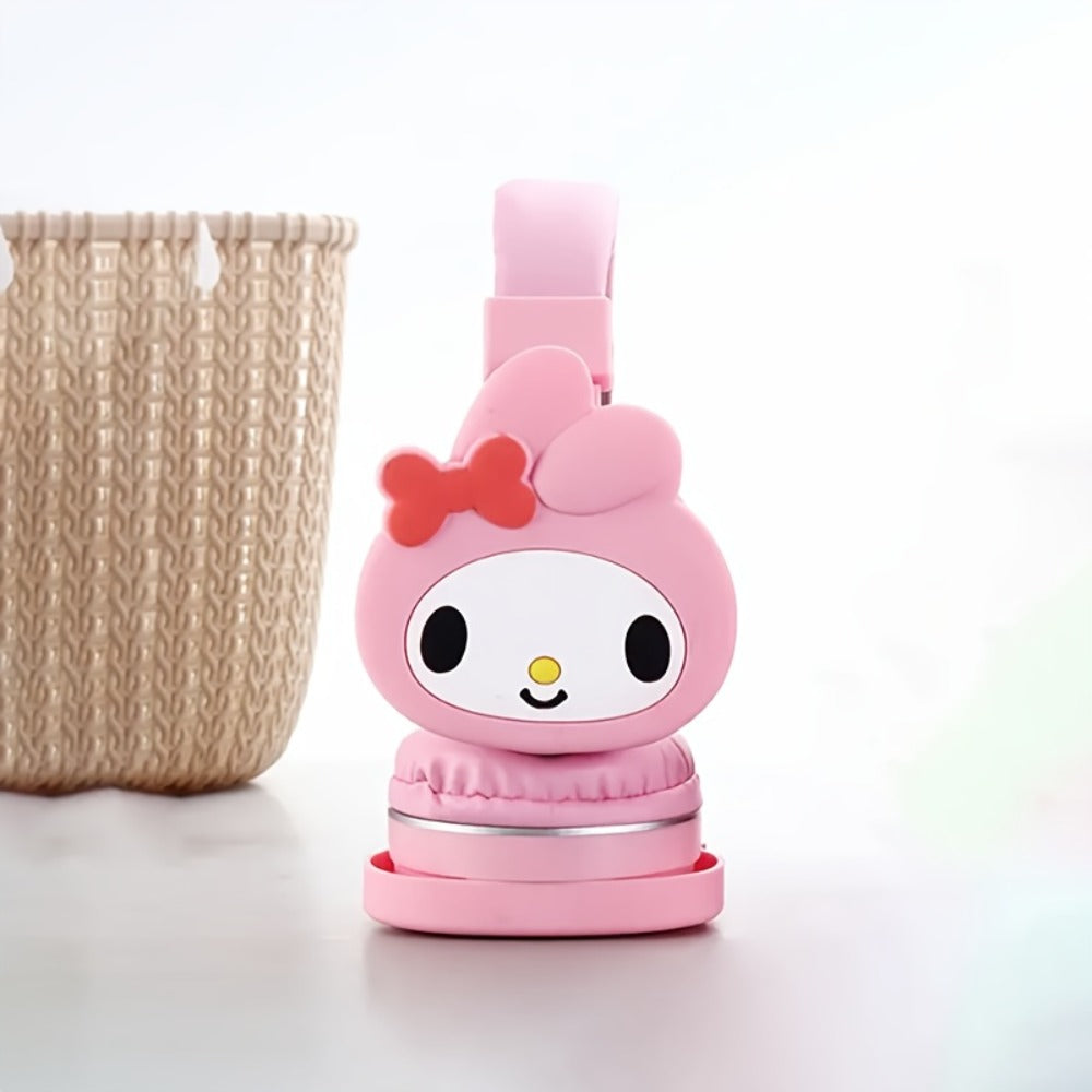Sanrio Kuromi My Melody Cute Wireless Headset Foldable Portable Smart Call Anime for Bedside Audio, Alarms and Room Entertainment