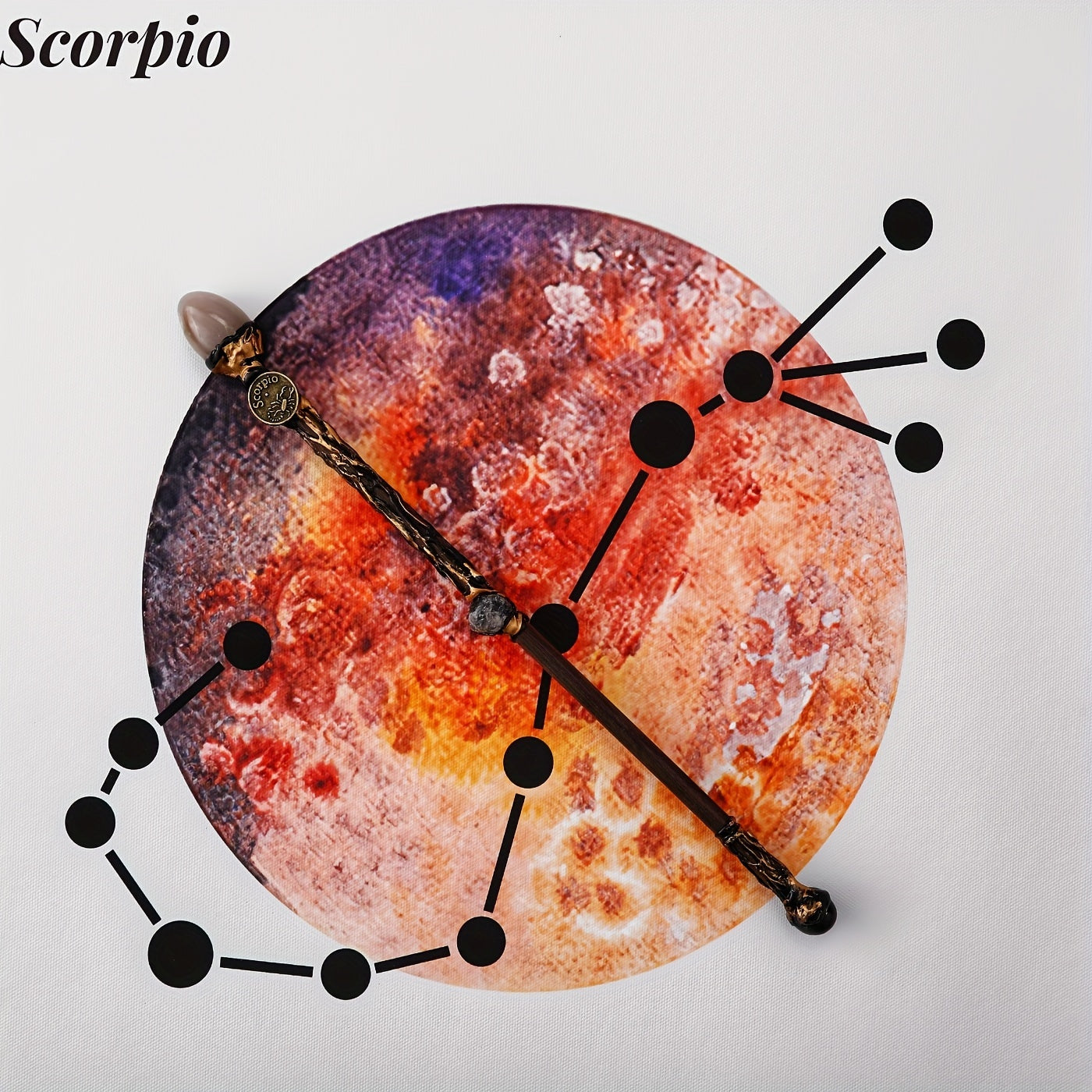 Zodiac-Themed Decorative Wand with Resin and Stone-Look Accents, Gift Box and All Twelve Sign Variants