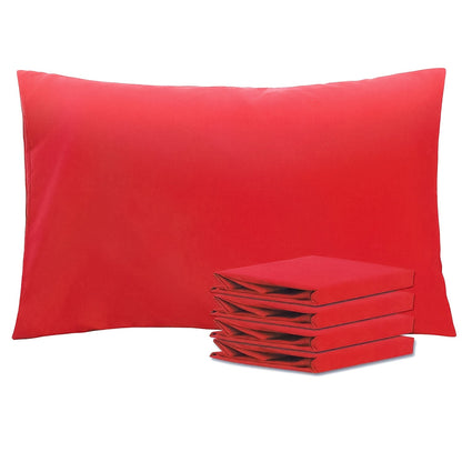 Four-Pack Queen Pillowcase Set in 32 Solid Colors with 20 x 30-Inch Size and Envelope Closure