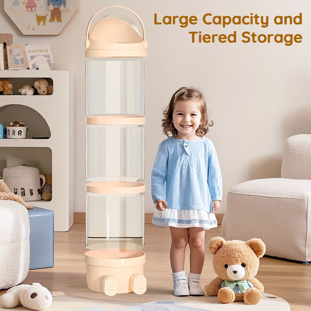 Storage Box, Bedrooms and Living Spaces, Stackable Round Stuffed Animal with Lid for Entryways