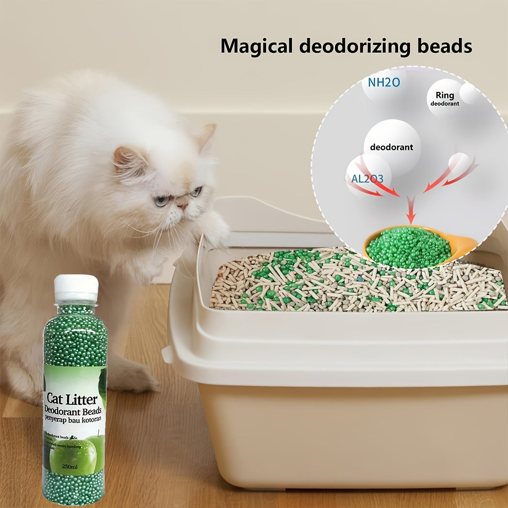 Flushable Cat Litter Deodorizer Beads 2-Pack - Dust-Free Odor Eliminator for Cat Litter Box, Mixed Absorbent Particles, Multiple Scents - Lavender Jasmine Lemon Green Rose, Easy Toilet Disposal
