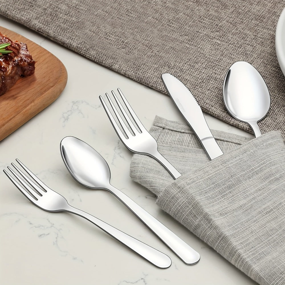 Stainless Steel Silverware Set 60 or 90 Piece with Gift Box – Service for 12 or 18, Includes Steak Knives, Salad Forks & Dessert Spoons, Dishwasher Safe Cutlery for Home, Wedding & Outdoor