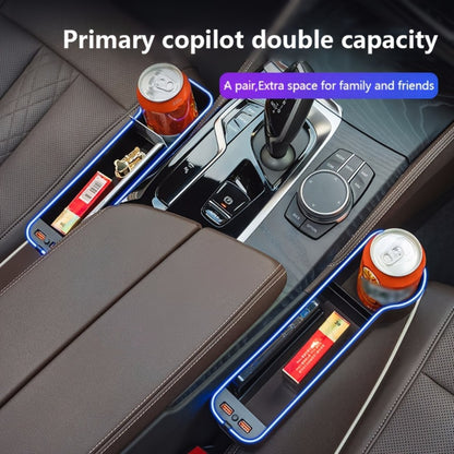 Car Seat Gap Storage Box with Phone Holder & Charger – Sundries Organizer with Ambient Atmosphere Light, Driver & Co-Pilot, 1pc or 2pc Set
