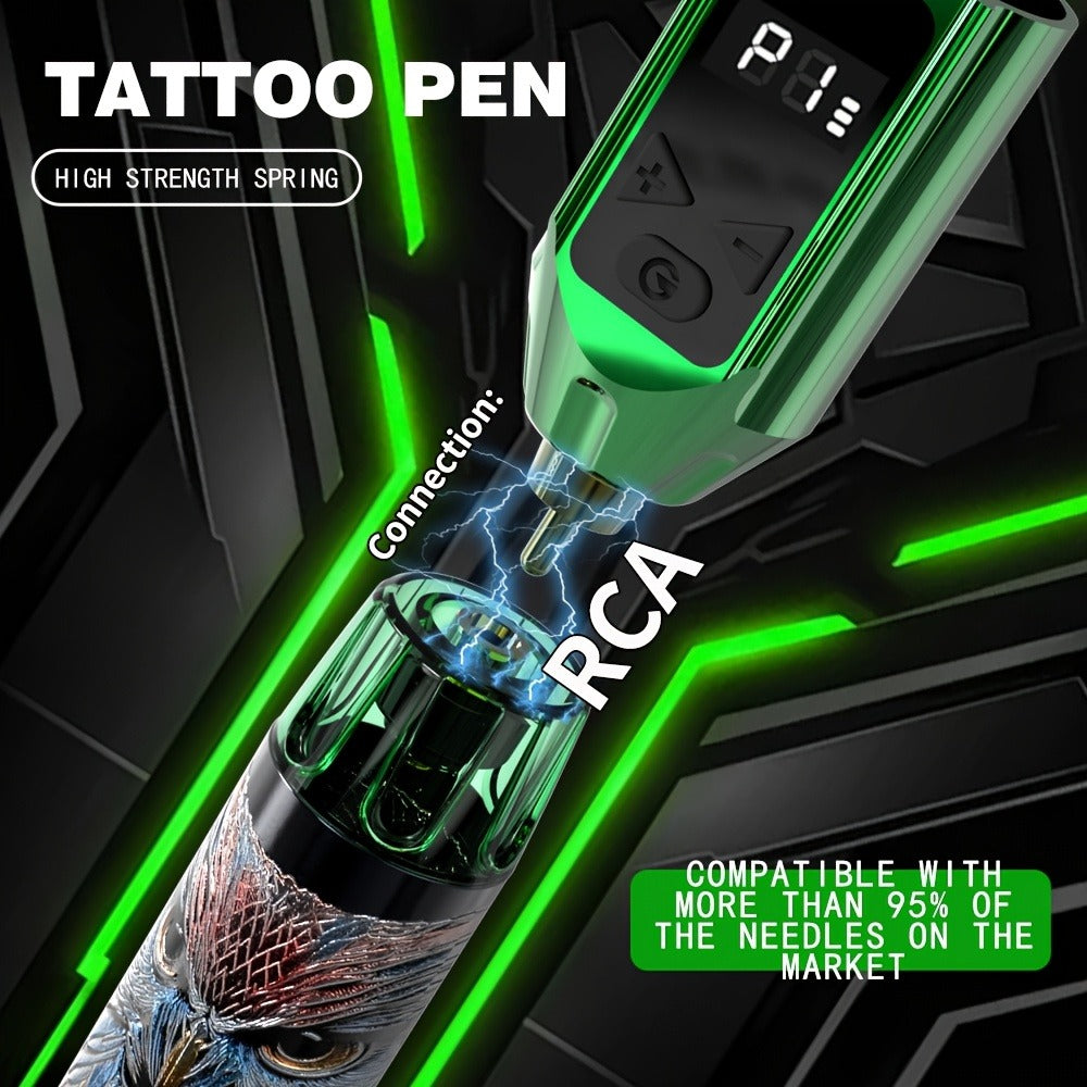 INKSOUL TM-91 Tattoo Kit with Rotary Pen, Detachable Wireless Power Module, 10 Cartridges and Accessories