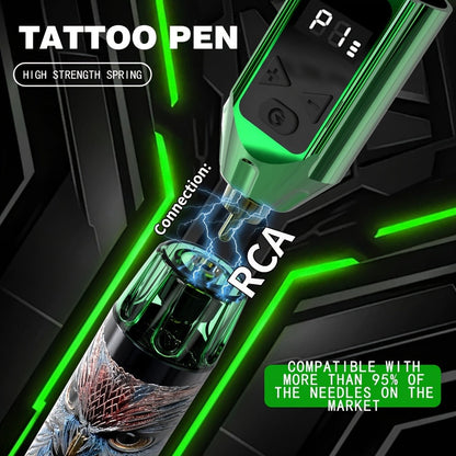 INKSOUL TM-91 Tattoo Kit with Rotary Pen, Detachable Wireless Power Module, 10 Cartridges and Accessories