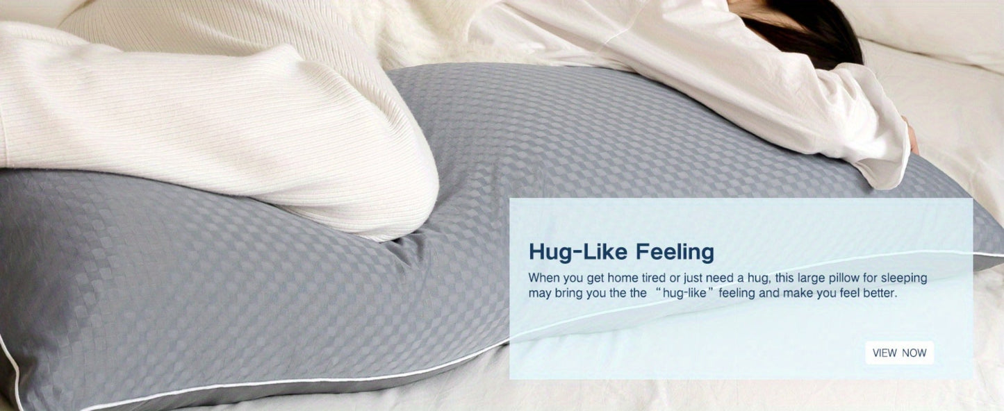 Adjustable Shredded Foam Body Pillow, 20 x 54 Inches, Split-Color Cover in White or Grey for Adult Beds