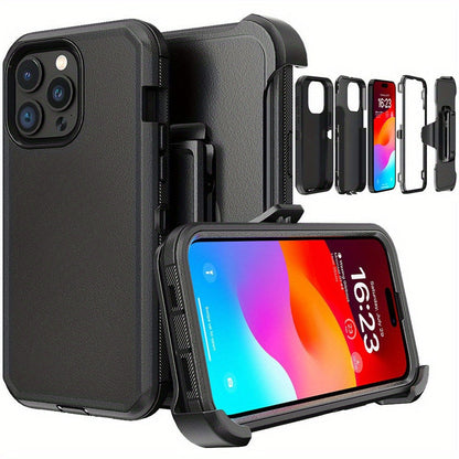 Rugged iPhone 15 Shockproof Case with Belt Clip Holster TPU PC Dual Layer Drop Protection Military Grade Cover for iPhone 15 Pro Max 15 Plus 15 Pro 15 – Heavy Duty Armor for Men Outdoor Work