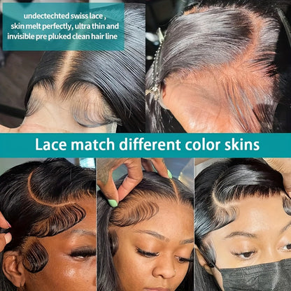 Lace Front Wig Straight Human Hair, 8-38 Inch Natural Color with 13x4 HD Front and 200% Density